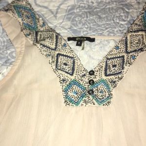 Large Cream beaded short sleeve shirt from buckle